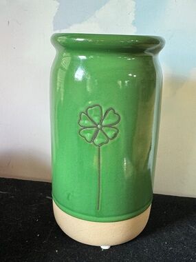 Green Ceramic Flower Utensil Holder